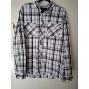 Harley-Davidson Mens XL Plaid Button Down Shirt Biker Full Speed Winged Patch